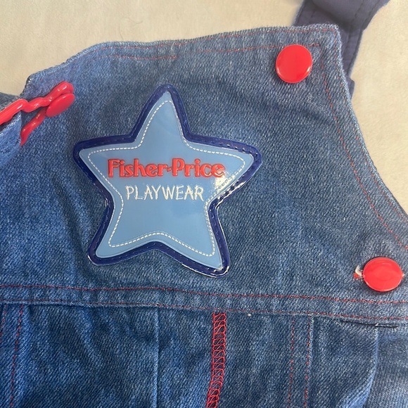 Fisher-Price Blue and Red Overalls with Star Patch - Picture 2 of 4